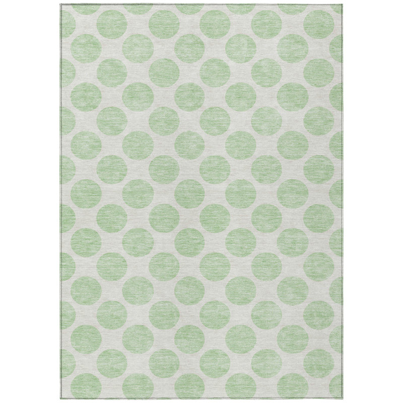 Tapis extérieur lavable à pois vert menthe et ivoire 3 pi x 5 pi
