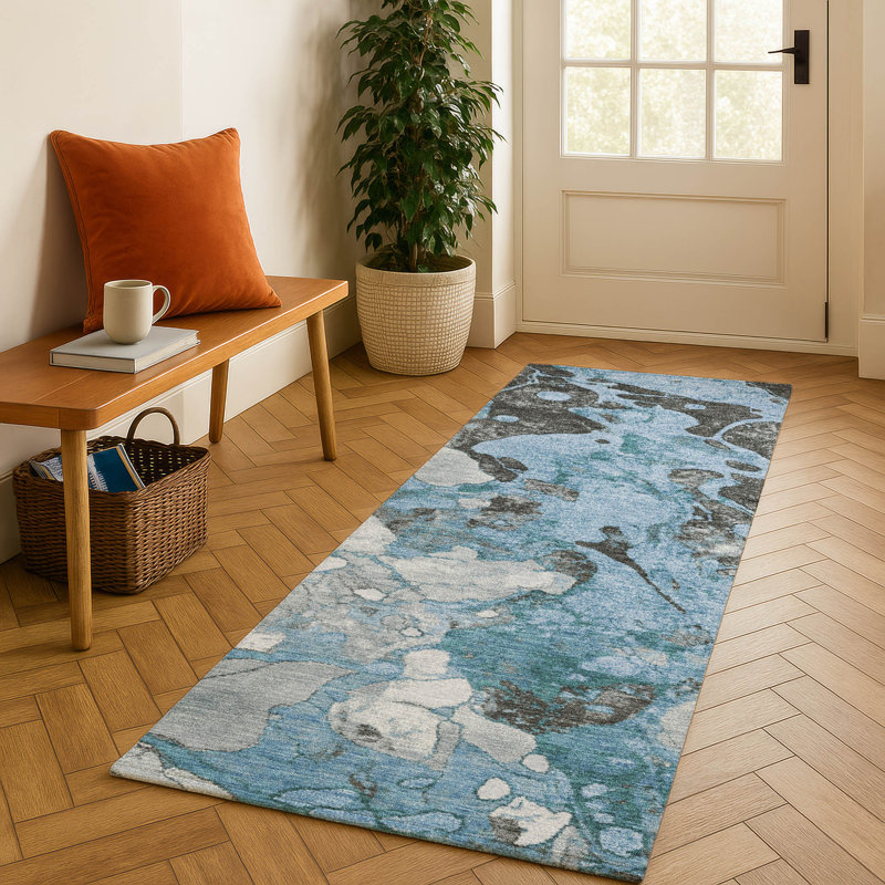 Premium Machine Washable Brashear AMF1909 Abstract Rug, Runner 2'3" x 7'6"