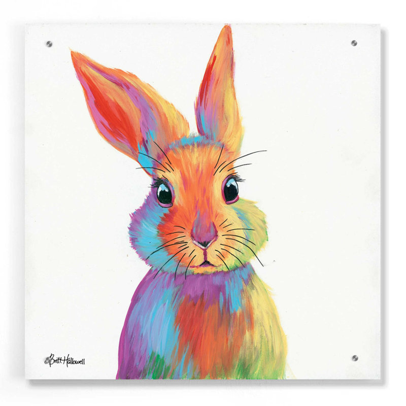 «Cheery Bunny» par Britt Hallowell - peinture sans cadre, H 24 po x l 24 po x P 0,2 po