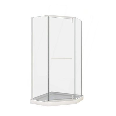 Porte de douche pivotante, avec verre trempé, cabine de douche néo-angle sans cadre