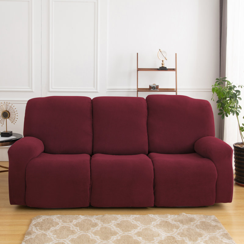 Housse pour fauteuil inclinable à coussins carrés/rectangulaires, Mélange de polyester rouge