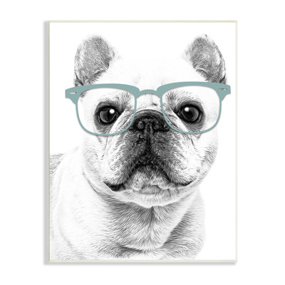 Mignon bouledogue français monochrome portant des lunettes par Annalisa Latella - impression