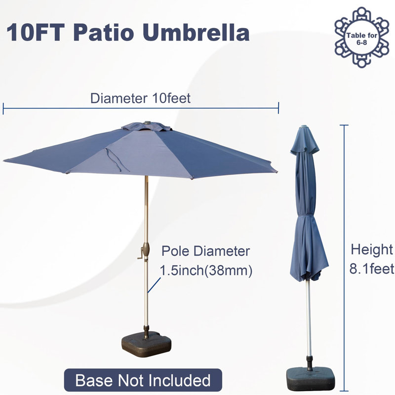 Parasol de 10 pieds pour la cour, imperméable et durable