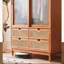 Armoire avec tiroirs en bois et verre tissé en rotin