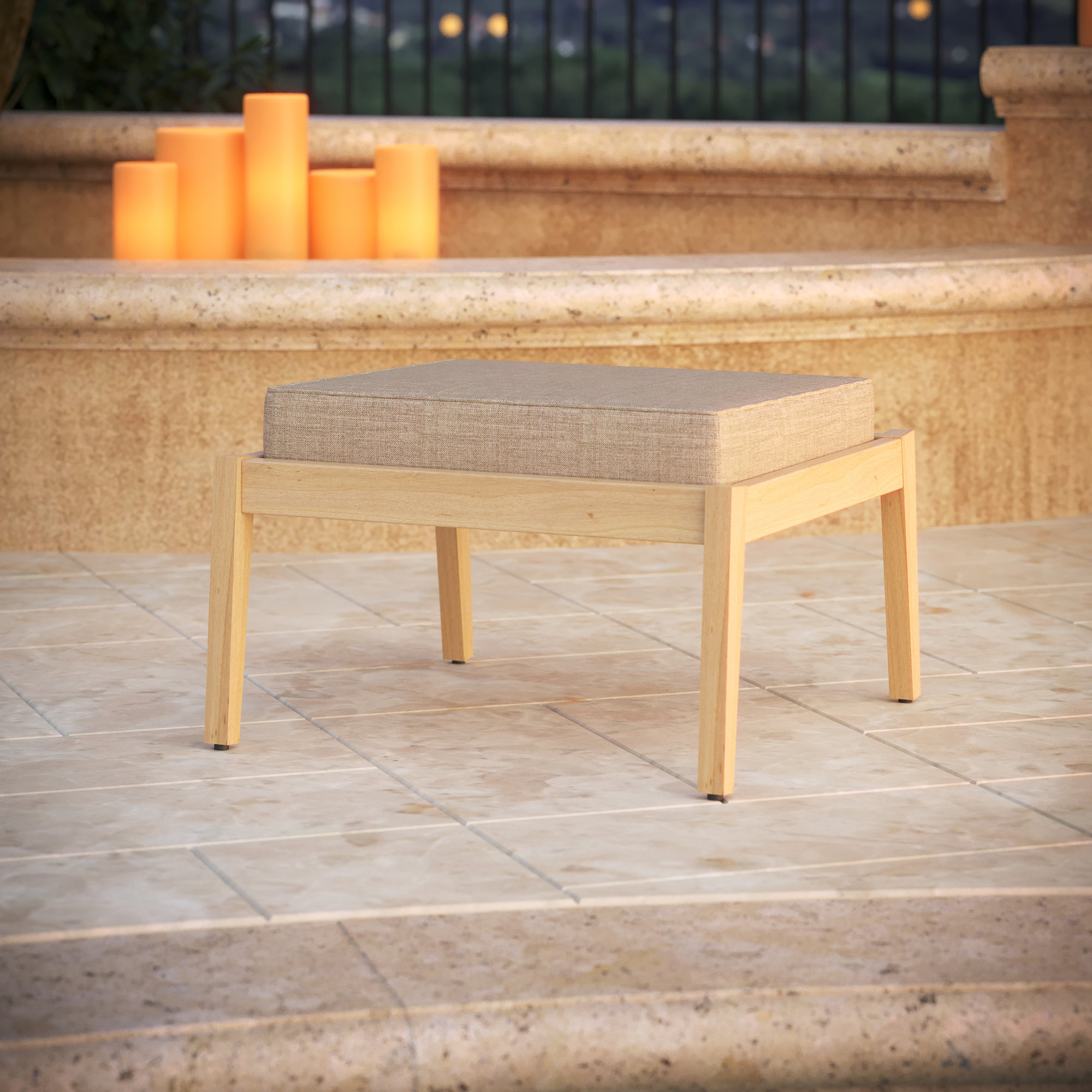 Sunbrella Outdoor Ottoman Cushion, 4" H x 24" W x 20.5" D, Cast Ash Sunbrella® Plainweave