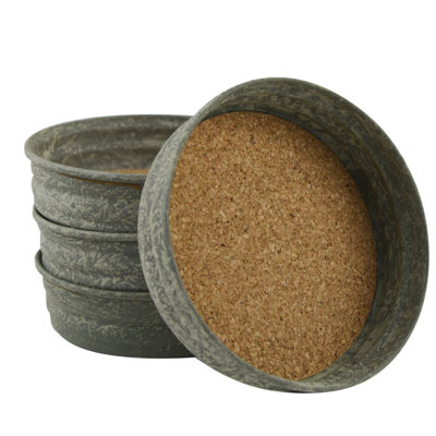 Aluminum Round 4 Piece Coaster Set