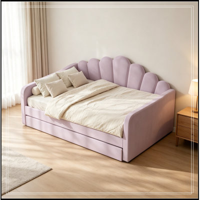 Structure en tissu d'ameublement grand format Suwalski avec dossier de forme basse et lit gigogne