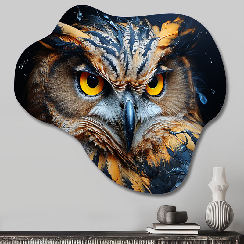 «Yellow Owl», reproduction d'art asymétrique moderne, H 22 po x l 30 po