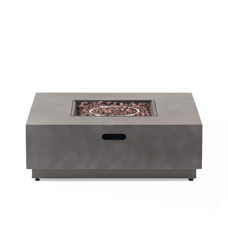 Square Iron Fire Pit-50 000 Btu, Stone Gray