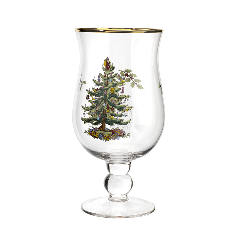 Spode Christmas Tree Tulip Glasses 17 Oz