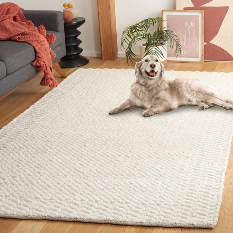 Hand Crafted Childrens Room Cable Knit Hand Woven Braided Wool Rug