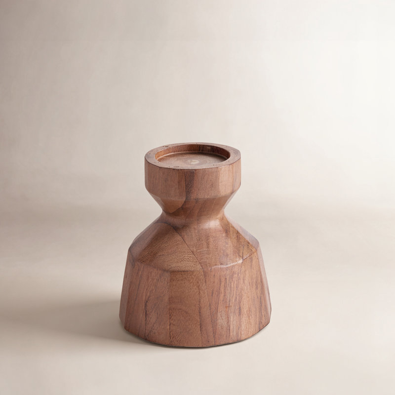 Habra 4'' H Wood Tabletop Candlestick