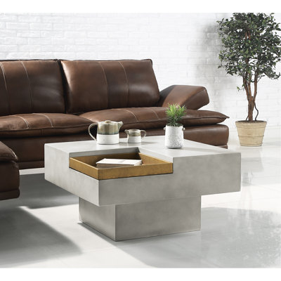 Modern Grey Cement Table With 15"L X 15"W 2"H Storage Dimension And Durability Intriguing Coffee Its Spacious