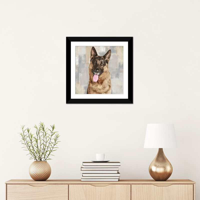 «German Shepherd», impression sur toile, Papier d'art encadré noir, Blanc, H 24 po x l 24 po x P 1 po