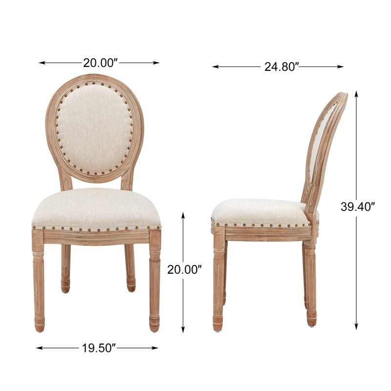 Reseda 20'' H Linen Upholstered Side Chair, Beige