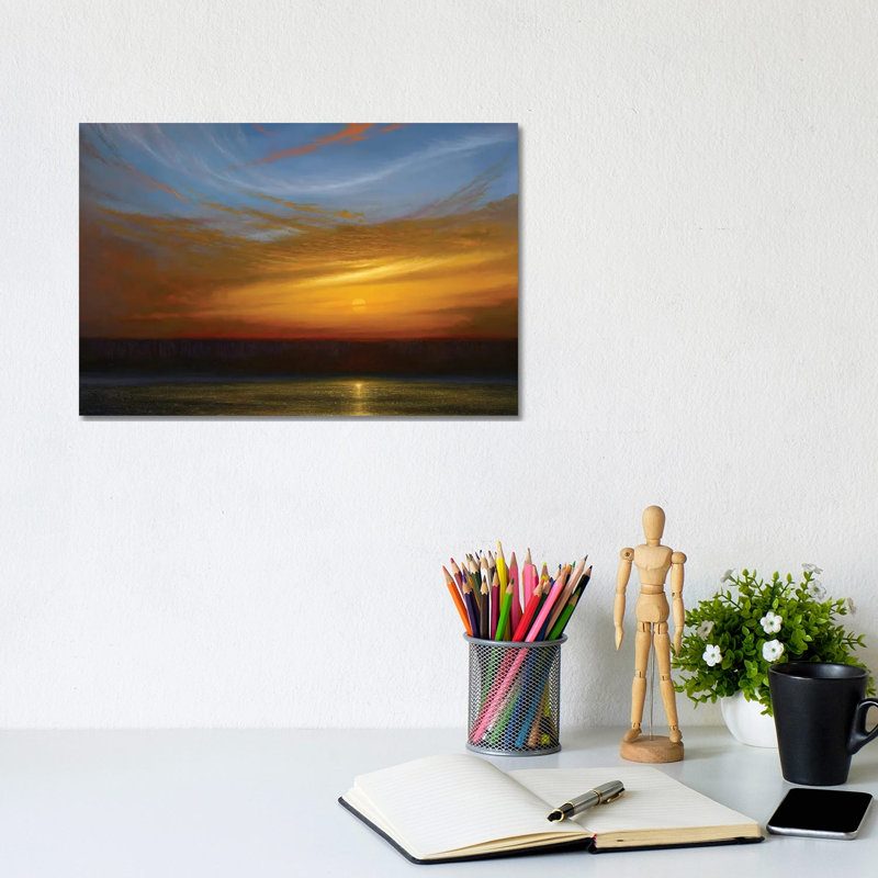 Swan Song Sunset by Ken Salaz - Wrapped Canvas Painting, 20.32 cm H x 30.48 cm W