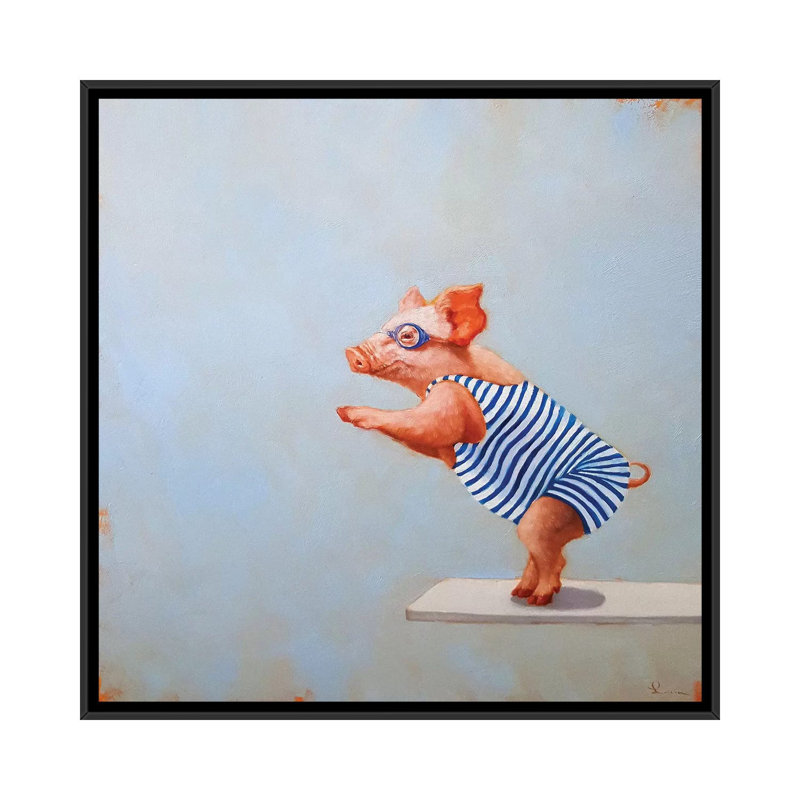 « the plongée », reproduction sur toile, Toile avec cadre noir, H 5 po x l 18 po x P 18 po, Pas de tapis
