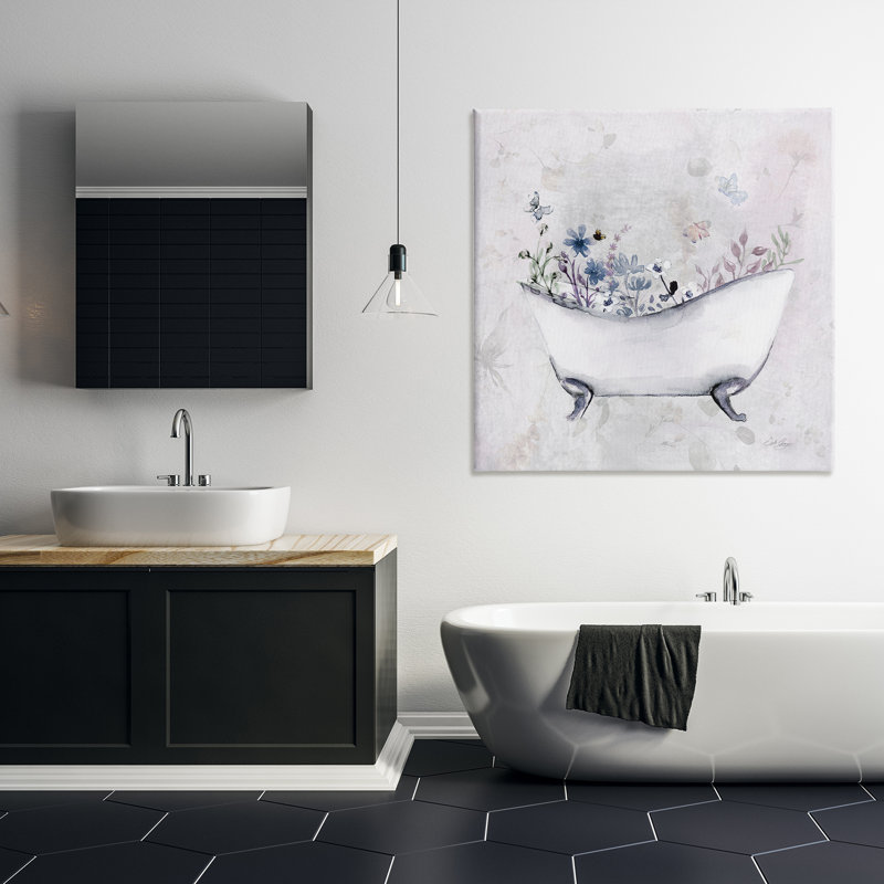 Délicat bain avec toile botanique, design par Stella Chang, H 36 po x l 36 po