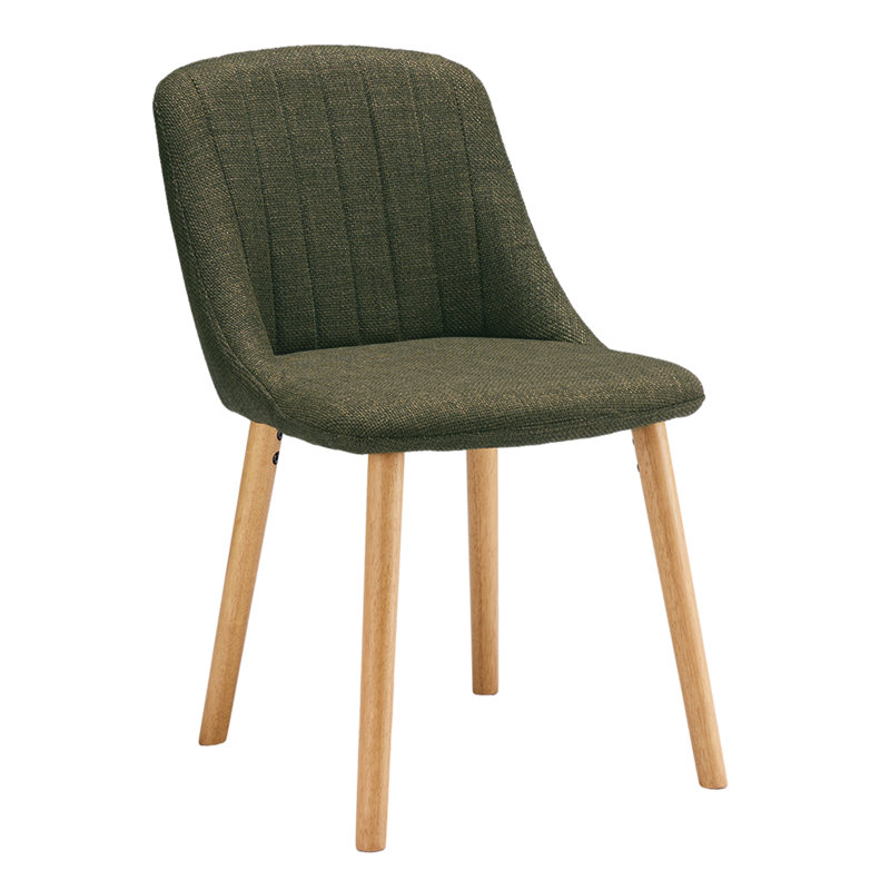 Velvet Dining Chairs With Wooden Legs Set Of 4, 4, Green Linen/Natural
