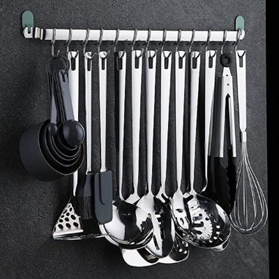 Ensemble d'ustensiles de cuisine en acier inoxydable, ensemble d'ustensiles de cuisine 37 pièces, ensemble d'outils de cuisine avec support à ustensiles antiadhésif et résistant à la chaleur, va au lave-vaisselle, facile à nettoyer