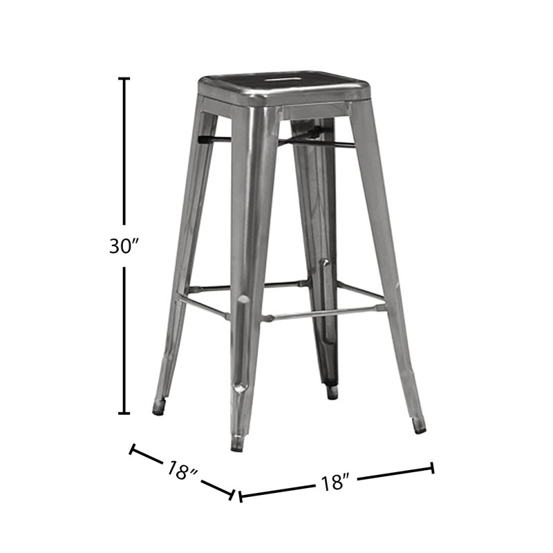 Melien Stackable Metal Bar & Counter Stool, Bar Stool (30" Seat Height)