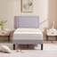 Lit plateforme simple tapissier en velours gris clair avec tête de lit réglable, base de lit moderne avec lattes de bois, aucun sommier tapissier requis-1516895862-1528948483