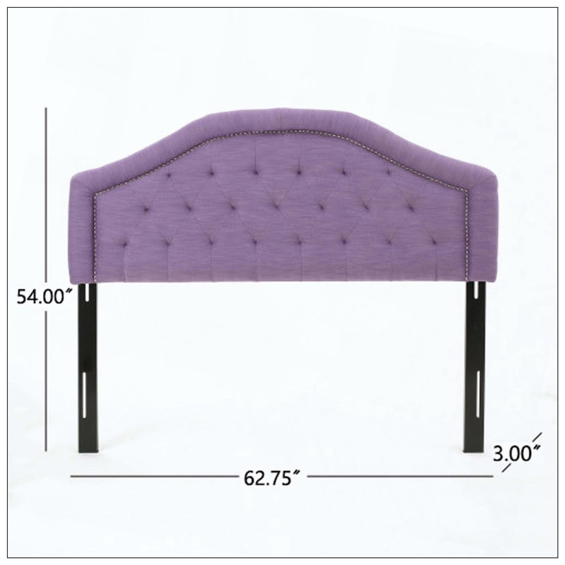 Tête de lit capitonnée rembourrée avec structure en bois massif, pieds en métal durables et hauteur réglable, Mauve