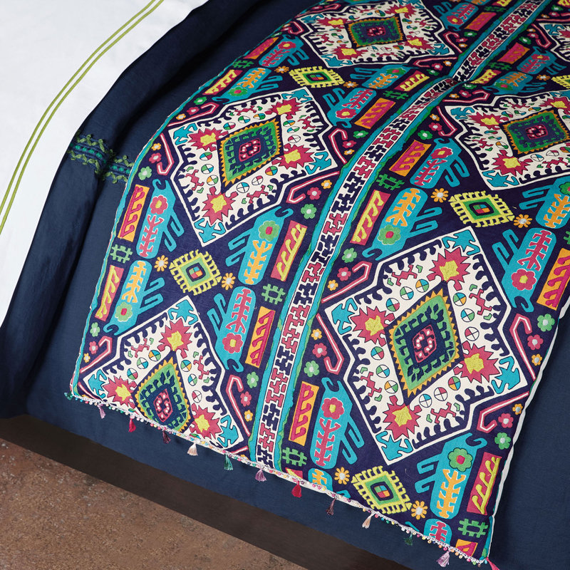 Fairuza Ikat Cotton Bed Runner, Queen