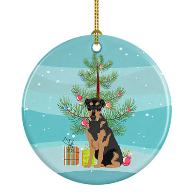 Ornement de Noël en céramique Rottweiler noir et brun clair # 2
