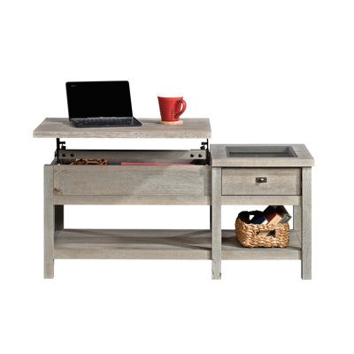 Table basse à plateau relevable, finition brune