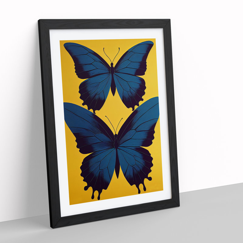Charming Butterflies - Single Picture Frame Print, 64cm H x 46cm W x 2cm D, Black