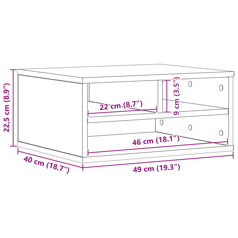Vidaxl Support pour imprimante 49 x 40 x 22,5 cm