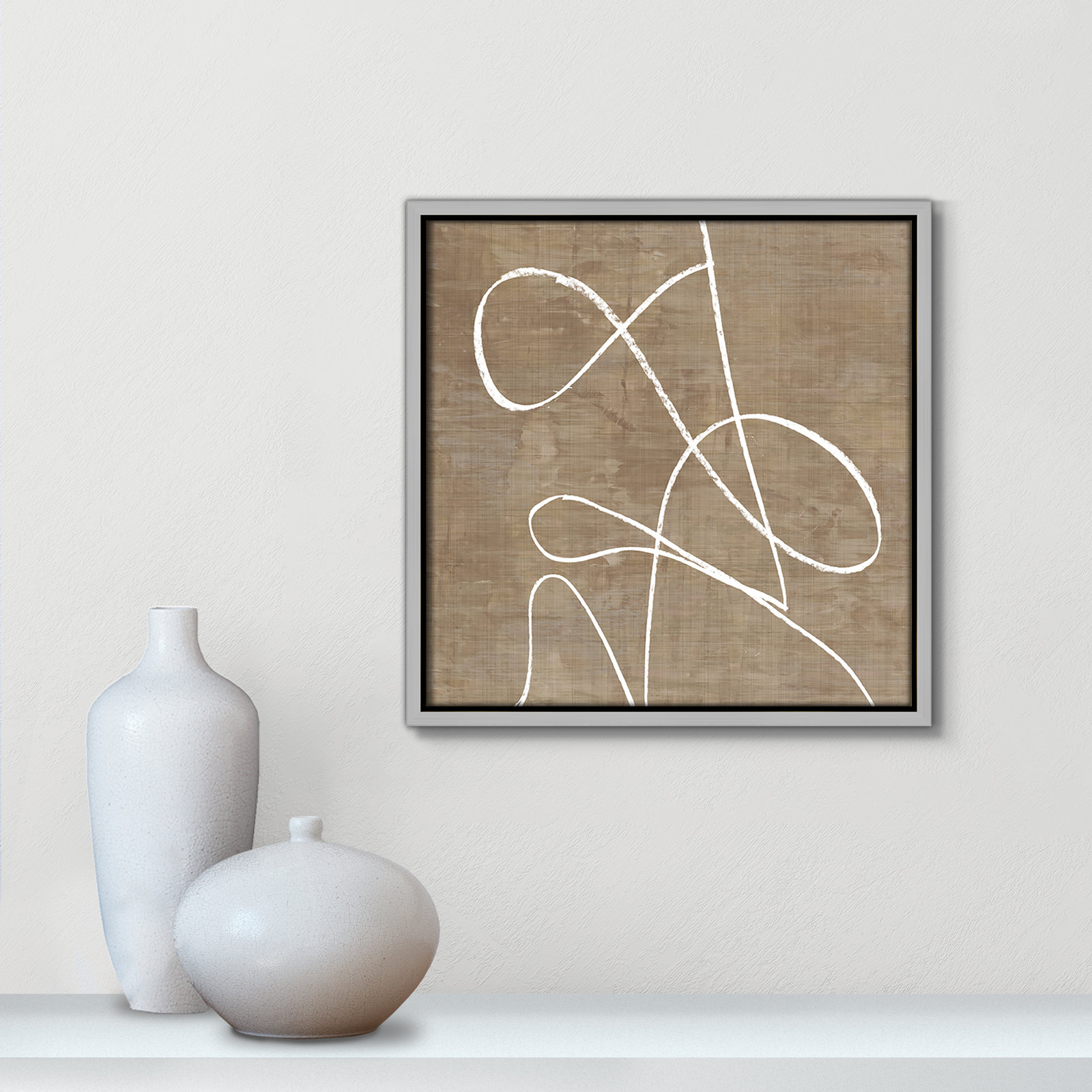 Catana "Swooping Lines" Print, 13.5" H x 13.5" W, Silver