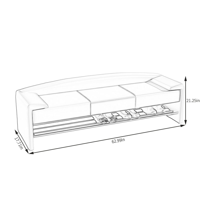 Banc de fin de lit Elegant Light Luxury, Café, H 21,25 po x l 62,99 po x P 17,71 po