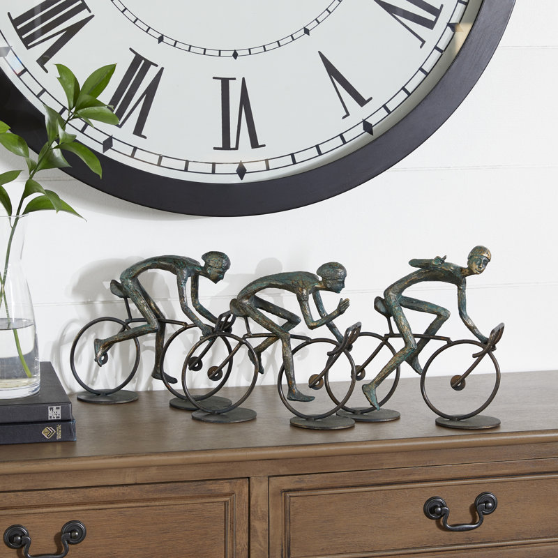 Polystone People Decorative Bronze Sculpture with Bike