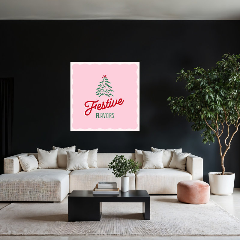 Festive Christmas Flavors Abstract Contemporary Christmas Tree Evergreen Tree Winter Landscape Wall Art Print by Dominique Vari - Wrapped Canvas Print