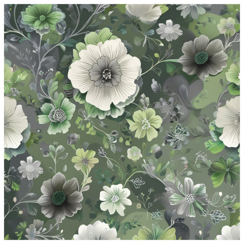Édredon vert à motif floral, Grand lit