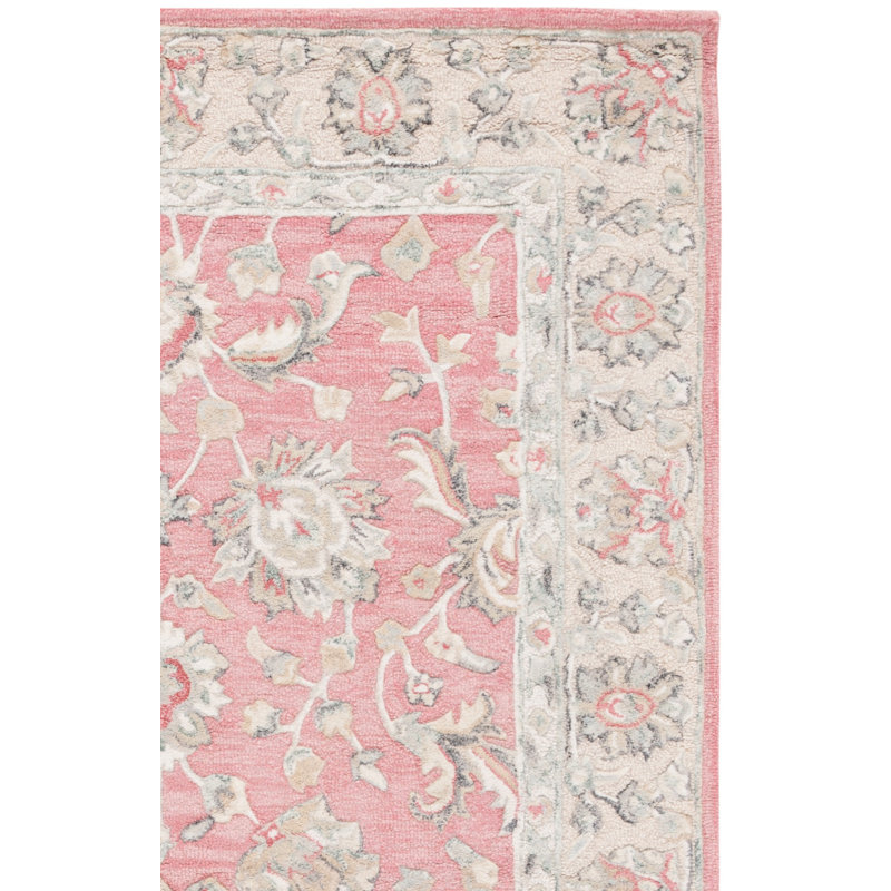 Tapis rose / beige en laine touffeté à la main Laronda, Rectangle 8 pi x 10 pi