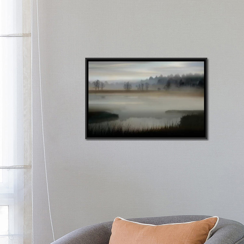 « early matin », impression sur toile, H 18 po x l 26 po x P 1,5 po, Toile avec cadre noir, Pas de tapis