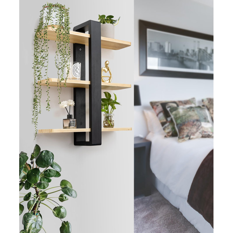 Tablettes flottantes pour étagères murales tout en bois de pin 3 grandes tablettes de rangement pour plantes