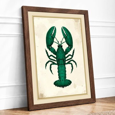 Dark Green Lobster Vintage - Framed Print