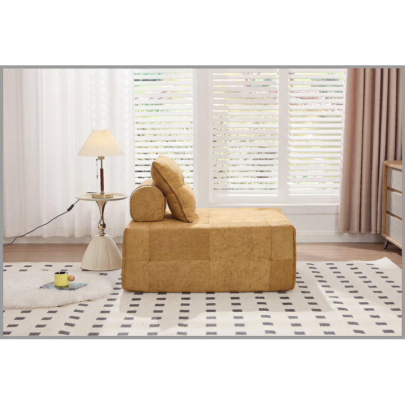 Canapé modulaire à assise profonde avec dossier réglable - Canapé compressé en chenille de 39,37 po pour le salon, la chambre à coucher, le salon (1 pièce), jaune.
