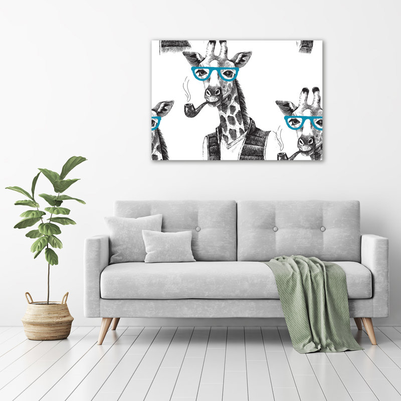 Giraffe With Glasses - Wrapped Canvas Print