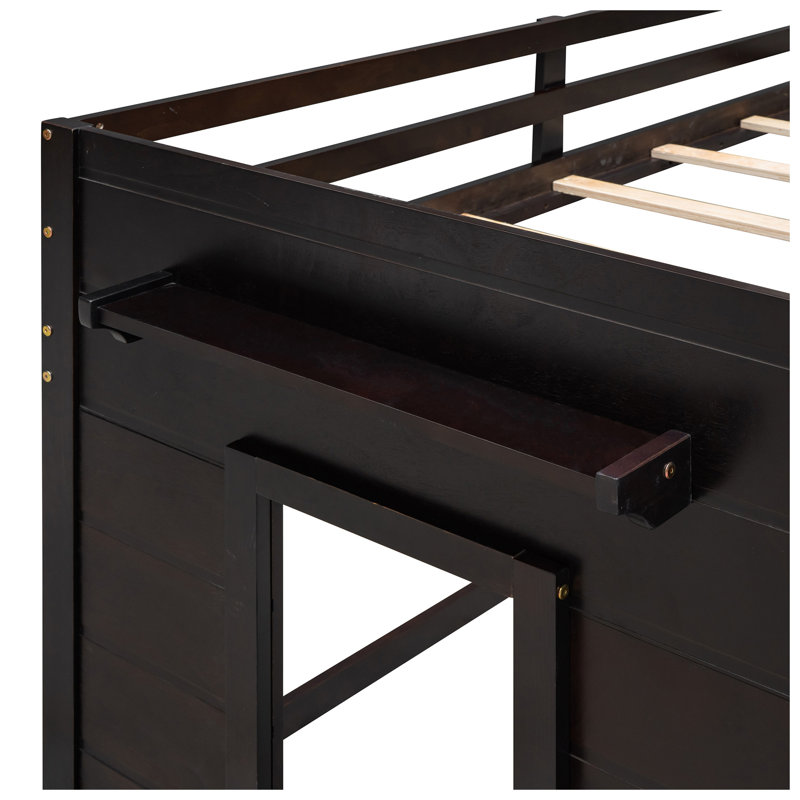 Lit mezzanine simple avec armoire et tablette - Espresso
