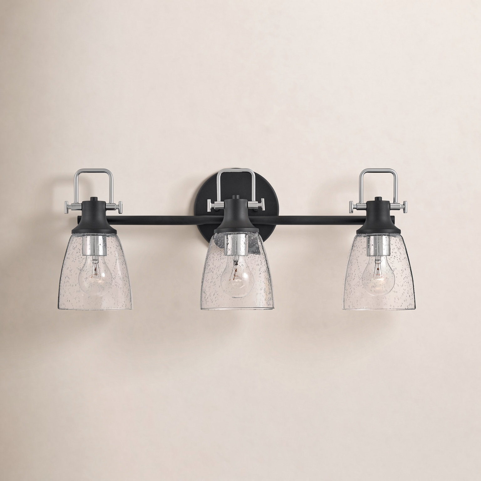 Easton 3-Light Vanity Light, Black/Silver