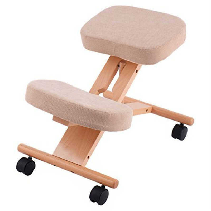 Adjustable Height Ergonomic Kneeling Chair Wheels, Beige