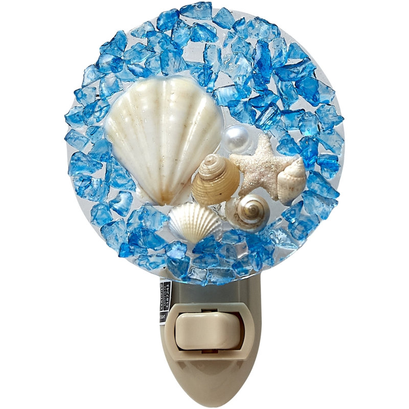 Veilleuse ronde coquillage bleu foncé