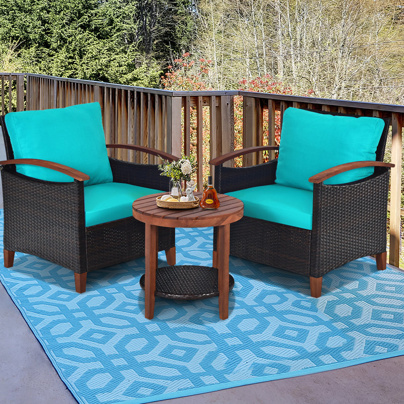 Abbigal 2 - Person Patio Conversation Set, Turquoise