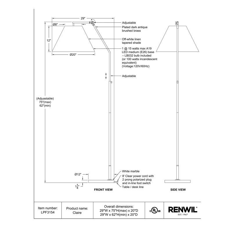 Claire Arched Floor Lamp by Renwil