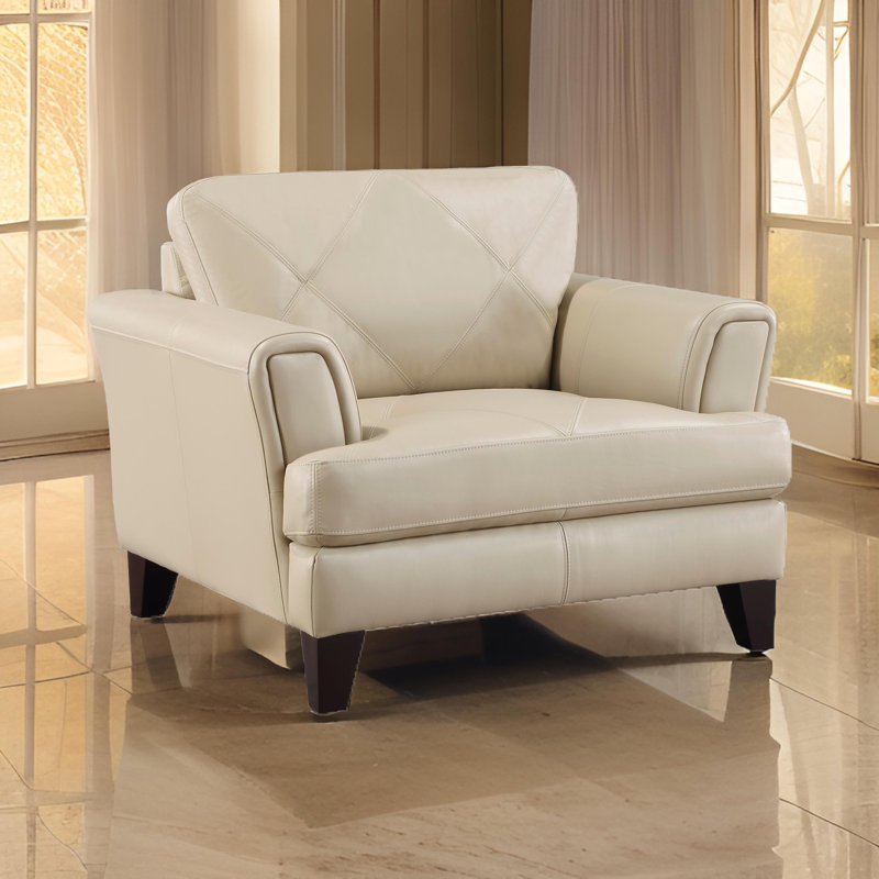 Fauteuil Bentall, Cuir véritable crème